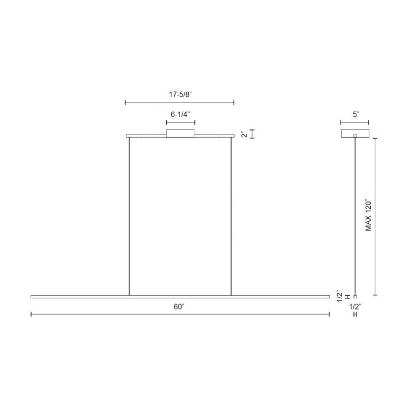 Vega 1 - Light LED Pendant, Brushed Nickel, 122.5" H x 60" W x 1.5" D