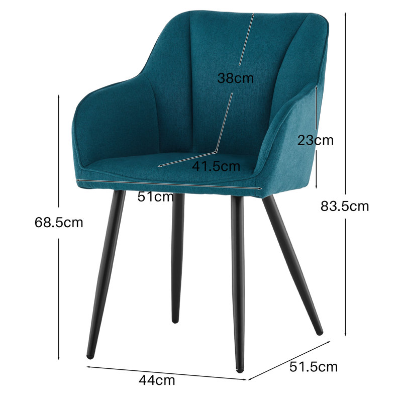 45.5cm H Upholstered Metal Armchair, Blue Green