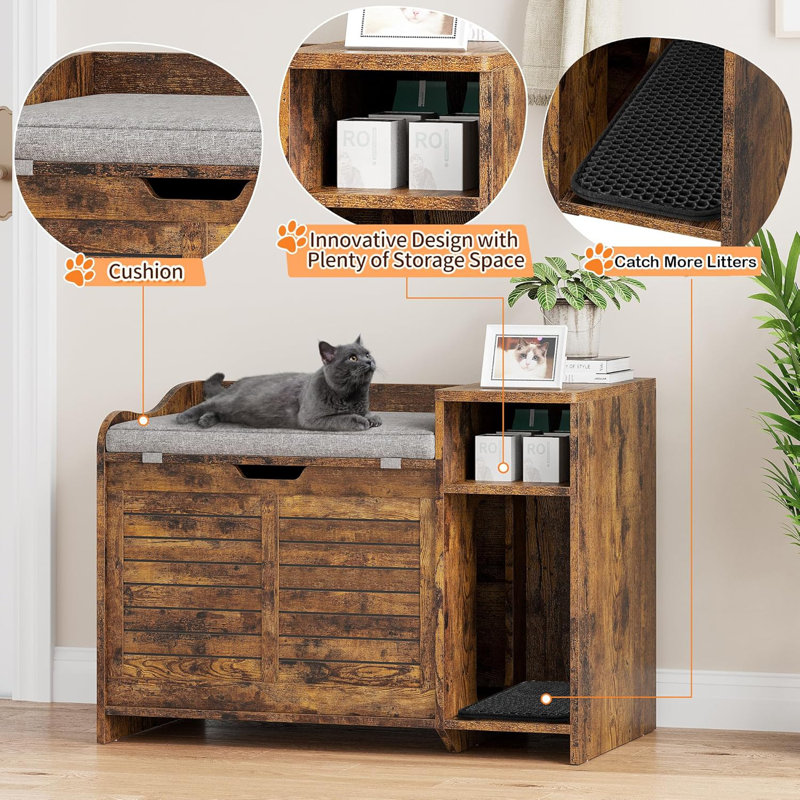 Très grande table de bout en bois pour chat PrecisionAuto Chien à l'épreuve, Brun