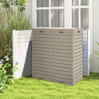 Olilawn Resin Manual Lift Curbside Trash & Recycling Bin - 62 Gallons, with Lid and Drip Tray