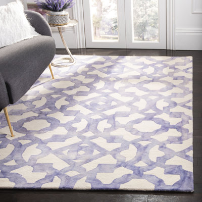 Tapis géométrique en laine / coton touffeté à la main Amekia