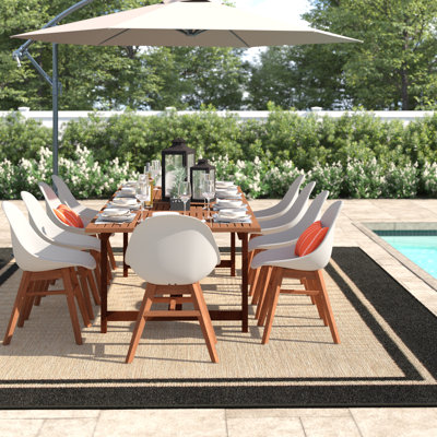 Anautica 10 - Person Wood Patio Dining Set with Rectangular Table