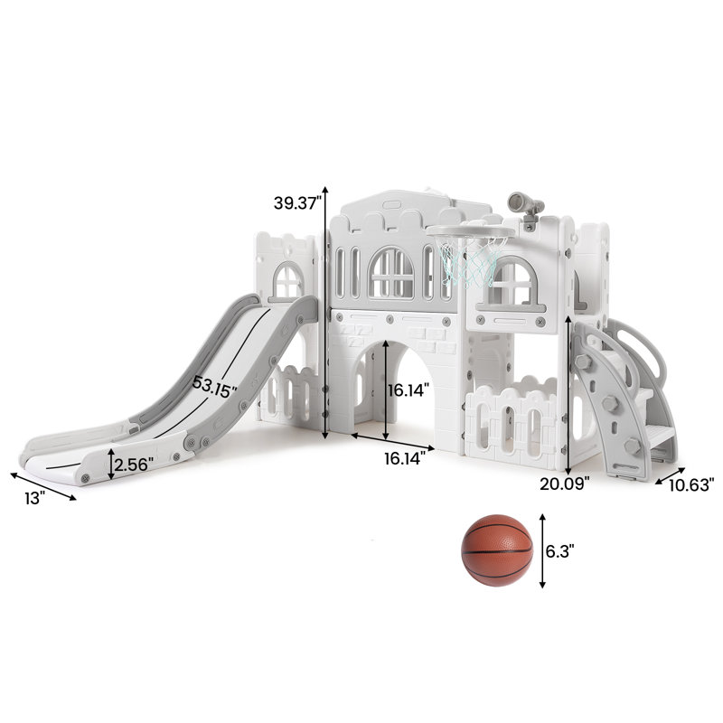 Glissoire autoportante en PEHD l 59 po Fashionwu, Gris