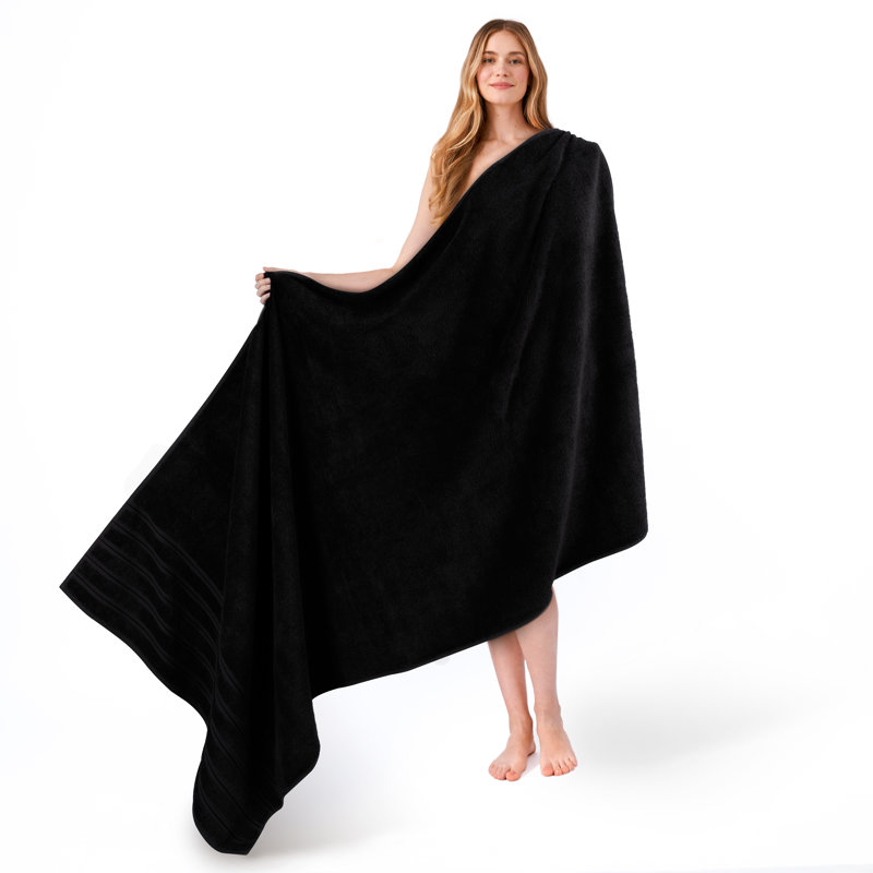 Darcelle 100% Cotton 35x70 Jumbo Large Bath Sheet, Coal Black