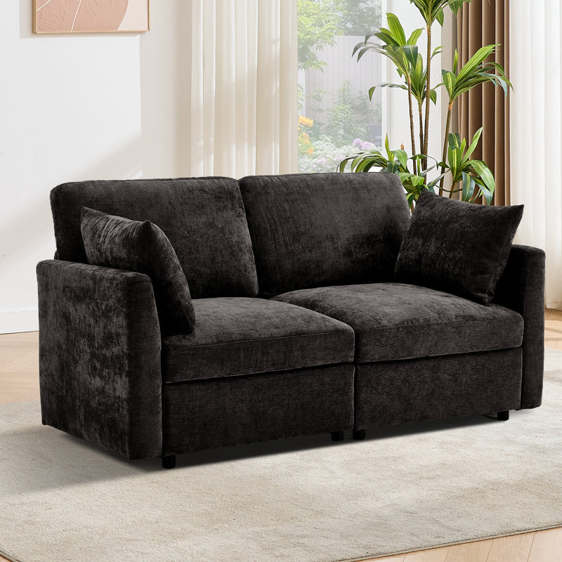 Causeuse modulaire l 59,35 po Sarang, Noir