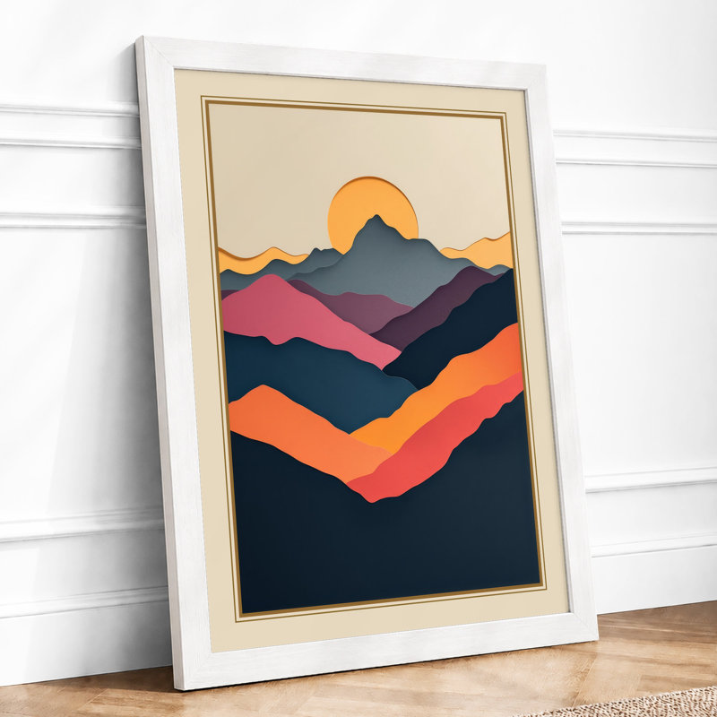 Mountains at Sunrise Modern - Framed Print, A1 - 84.1 x 59.4 cm, White