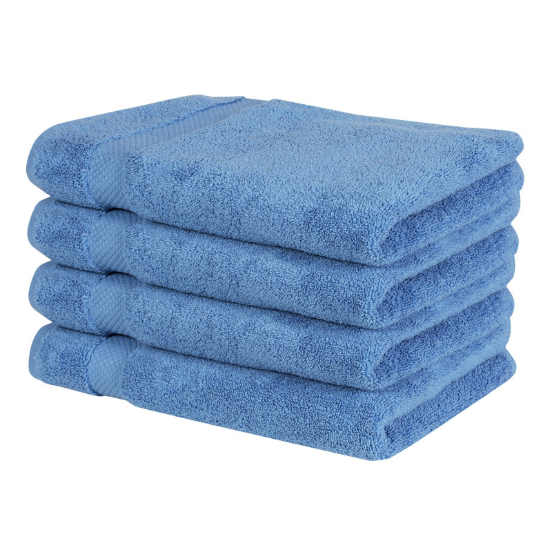 Splash 100% Cotton Zero Twist Hand Towel Set, 550 GSM Soft Absorbent Hand Towels for Bathroom, Spa & Daily Use, OEKO-TEX Certified, 4 Pack, Dark Blue