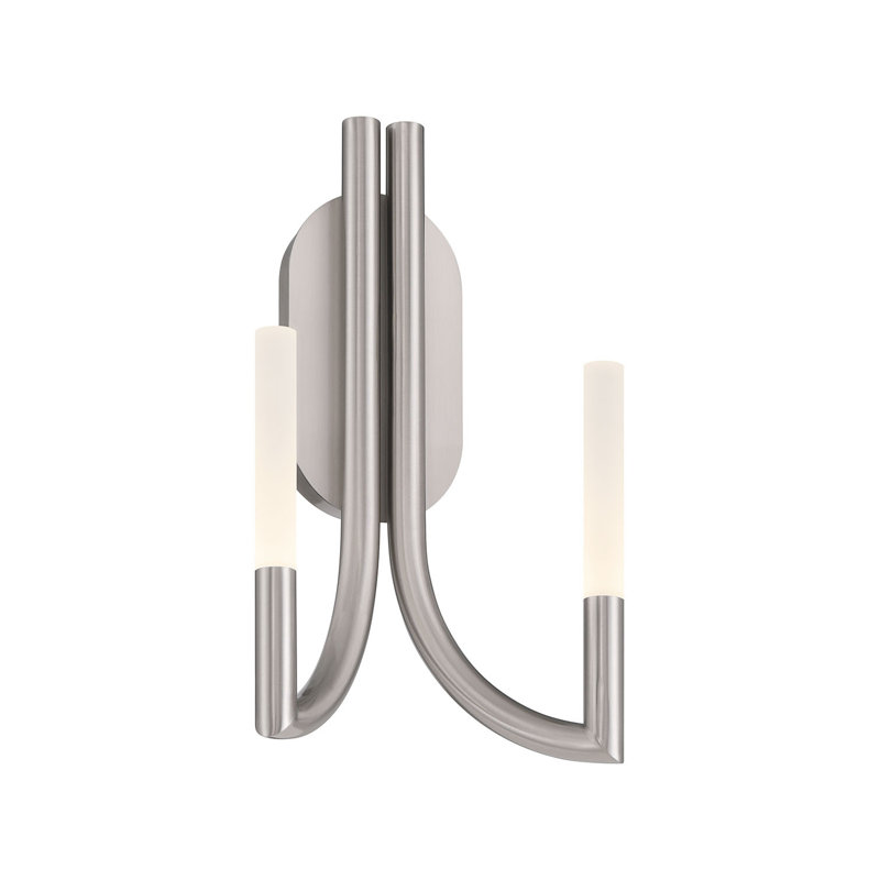 Olette, Wall Sconce, 2-Light, 17", Frosted Acrylic, Brushed Nickel