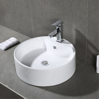 Safavieh Mira 16.92 " Ceramic Circular Bathroom Sink and Overflow Hole