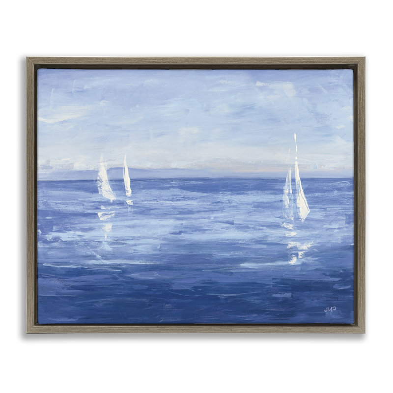 Art mural sur toile "Vivid bateaux ouverts" par Julia Purinton, H 17 po x l 21 po, Cadre flottant orme Montalcino
