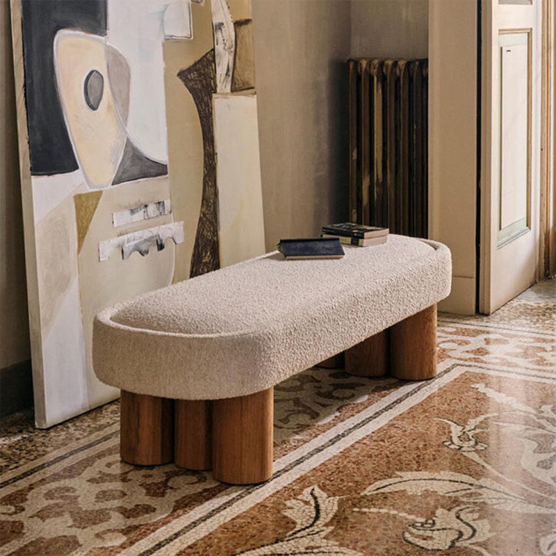 Banc en velours de style moderne pour la chambre à coucher et le vestibule, H 16,93 po x l 62,99 po x P 17,72 po