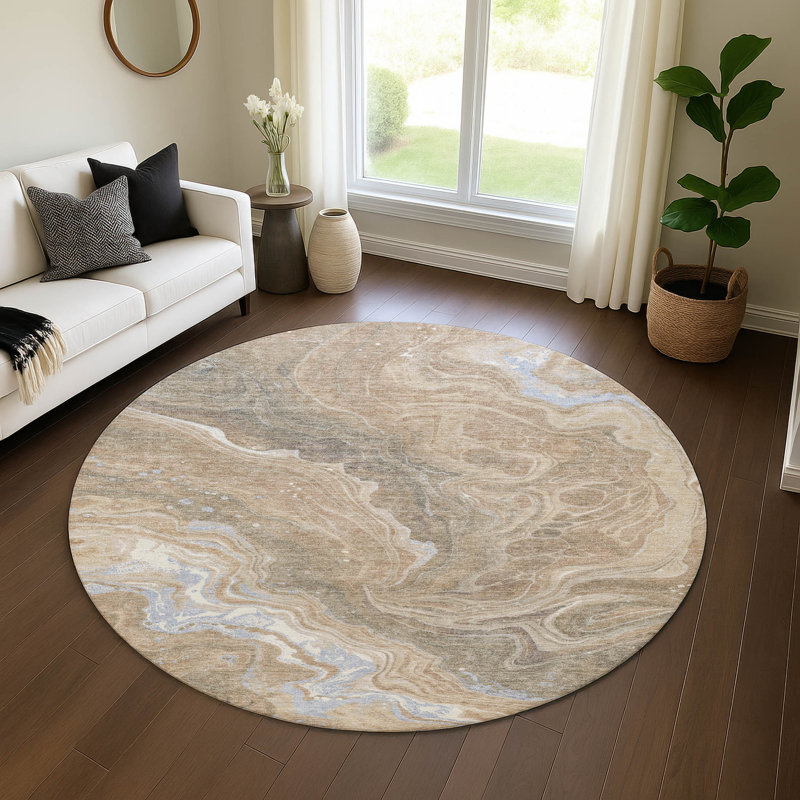 Premium Machine Washable Hedden AMF1701 Abstract Rug, Round 8'