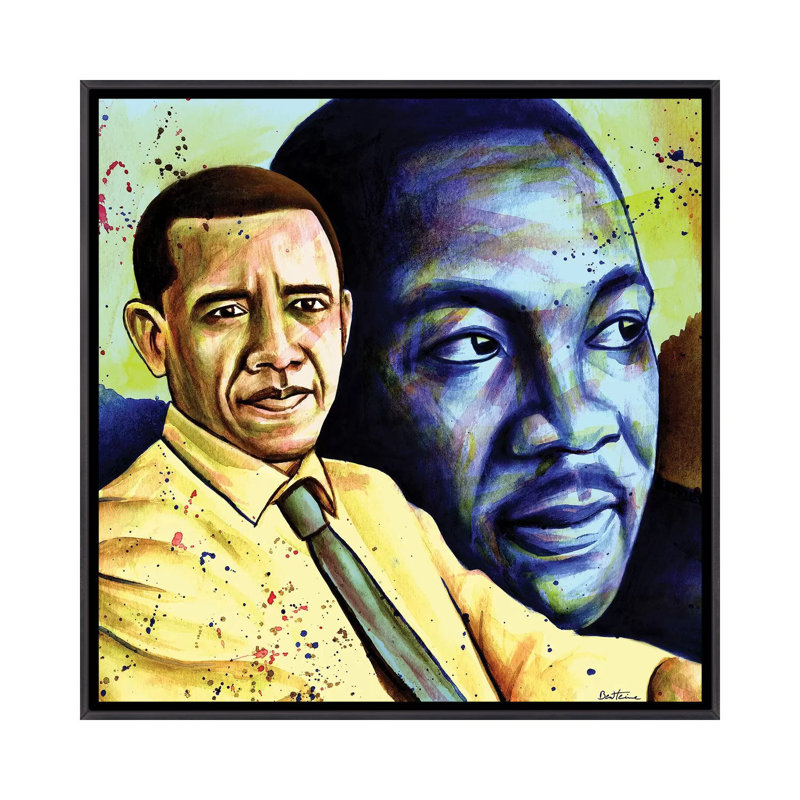 «Obama and L. King» par Ben Heine - impression d'art graphique, Pas de tapis, H 18 po x l 18 po x 1,5 po