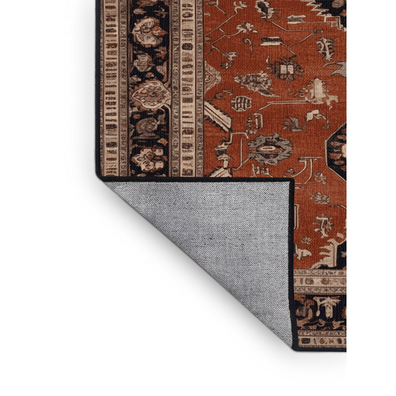 Machine Washable Persian Brown Area Rug, Square 8'