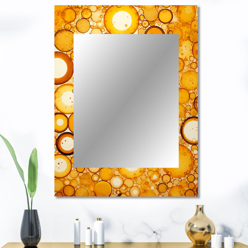Coucher de soleil abstrait «Sunset Reverie» - abstrait grand collage, miroir mural jaune unique, impression sur métal