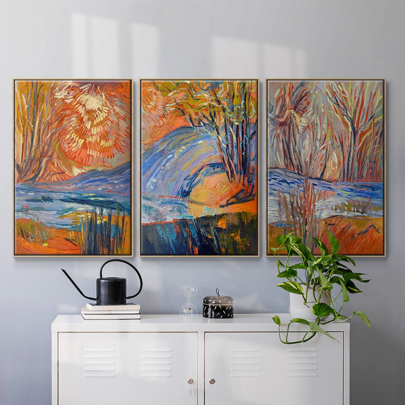 3 pièces Cadmium Winter Solstice I, H 24 po x l 48 po x P 2 po, Cadre en bois naturel