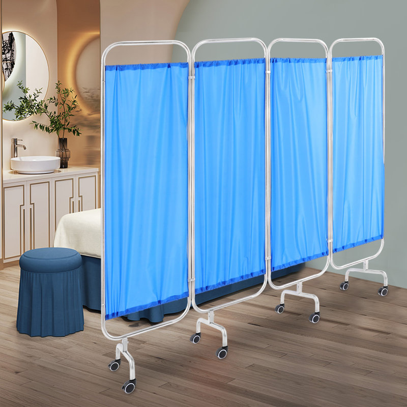 Écran d'intimité, écran d'intimité médical à 4 panneaux avec roulettes, écran d'intimité médical mobile (78,74 x 70,87 po)