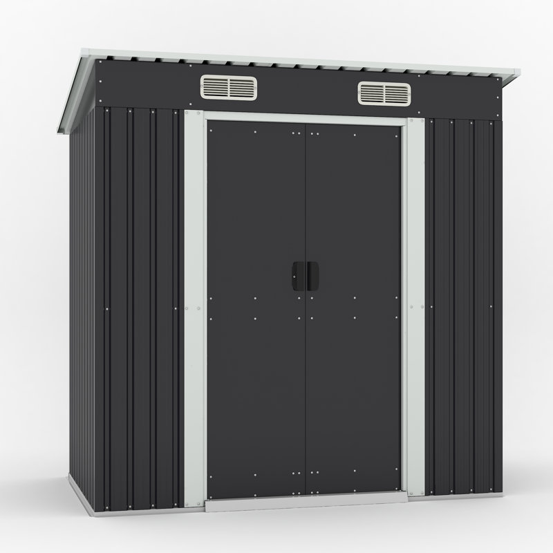 6' x 4' Dark Gray Galvanized Steel Outdoor Storage Shed