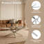 Table basse 39,37 "ovale en verre, table d'appoint moderne avec pieds argentés pour le salon-2050585040
