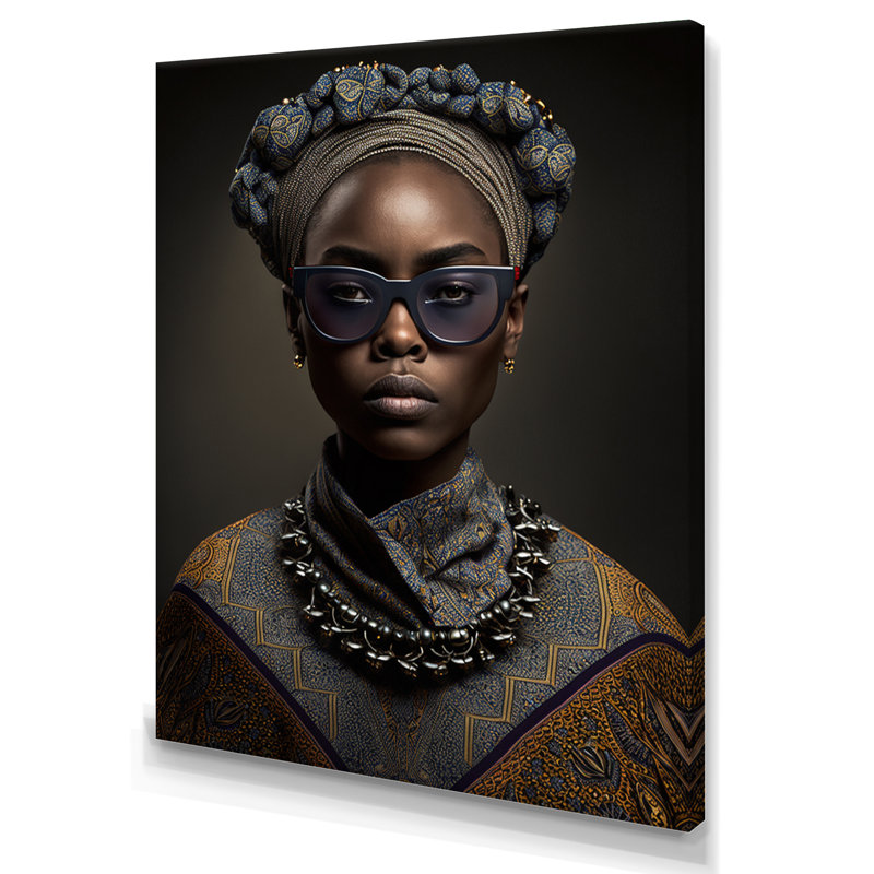 Impression sur toile, lunettes de créateurs afro-américaines Traditiona, H 32 po x l 24 po x P 1 po, Toile tendue