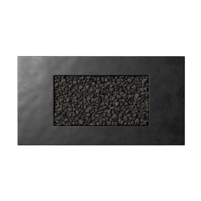 Kenton Rectangle Concrete Fire Pit Table, Natural Gas, Black