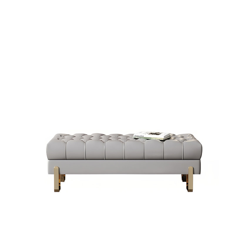 Banc rembourré en cuir, H 16,14 po x l 59,05 po x P 19,68 po