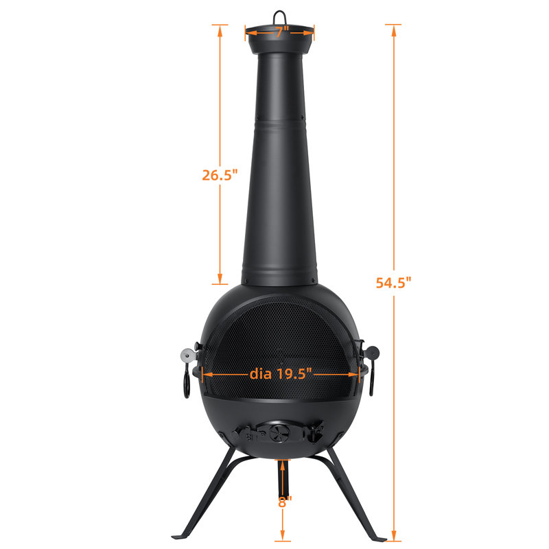 Preciado 54.5" H Iron Wood Burning Outdoor Chiminea with Waterproof Cover