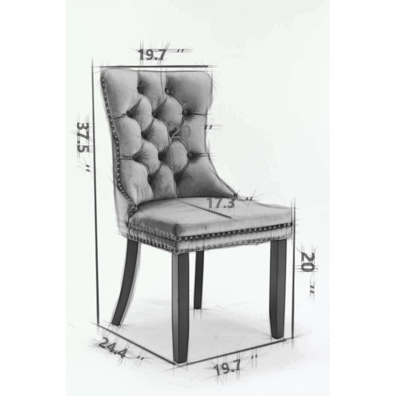 2 Pcs High-End Tufted Solid Wood Contemporary Velvet Upholstered Dining Chair With Wood Legs Nailhead Trim,Upholstered dining room chair,dinning chair,kitchen chair