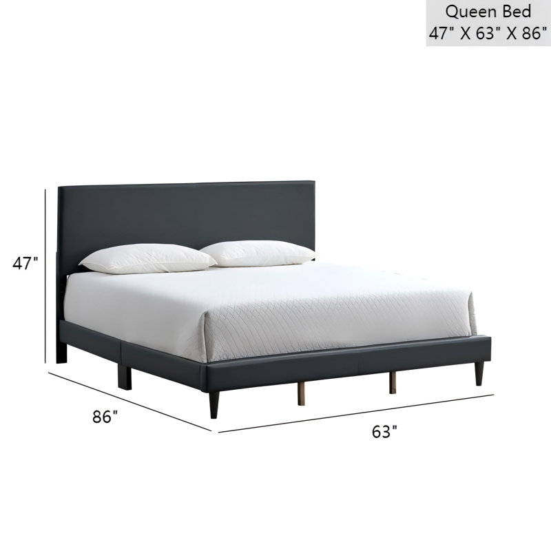 Base de lit plateforme moderne, Noir, Grand lit