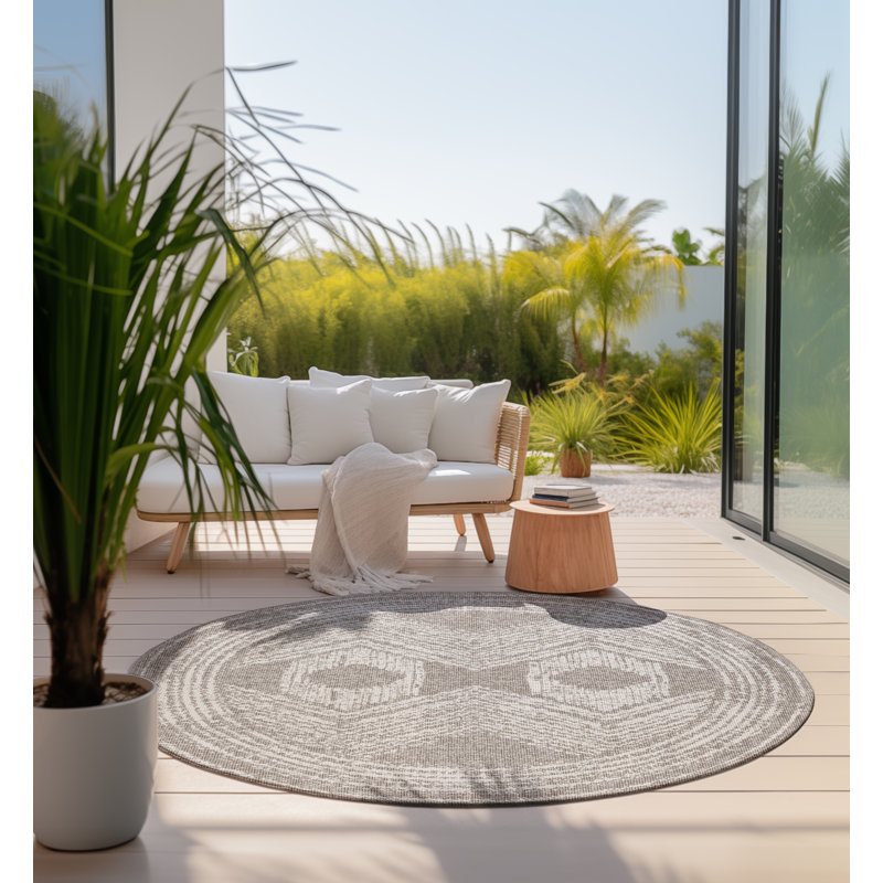 Round Dynamic Geometric Indoor / Outdoor Area Rug, Round 140cm