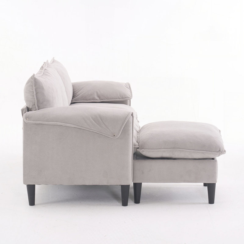 onvertible Combination Sofa Sofa L-Shaped Sofa with Footstools with Storage, Beige