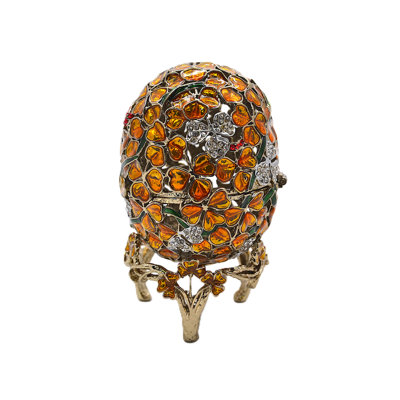 Floral Egg on Stand Trinket Box. Hand Crafted with Lots of Details