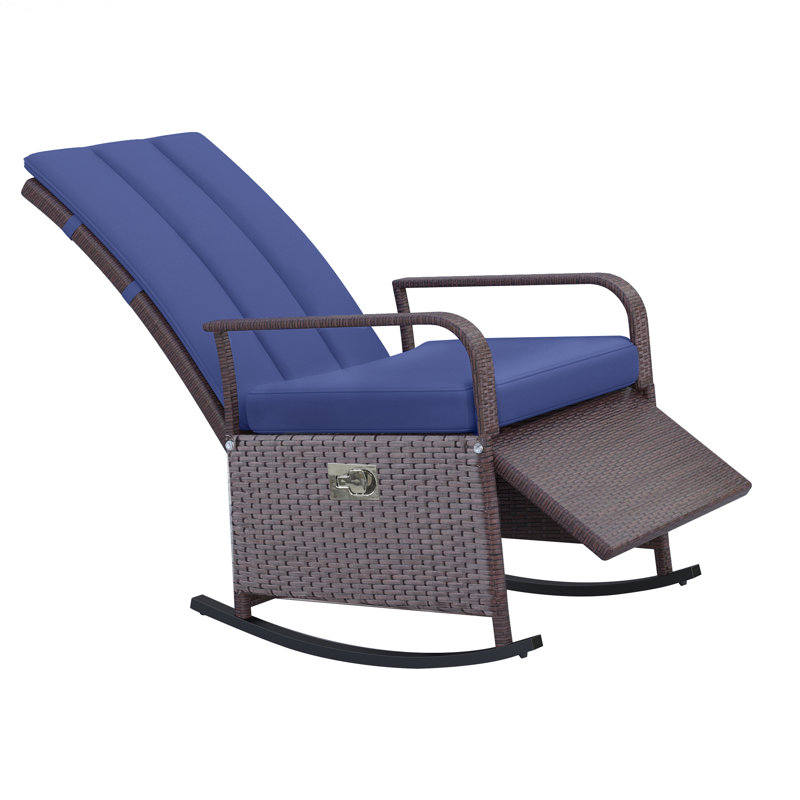 Chaise berçante d'extérieur en osier Outsunny, Bleu