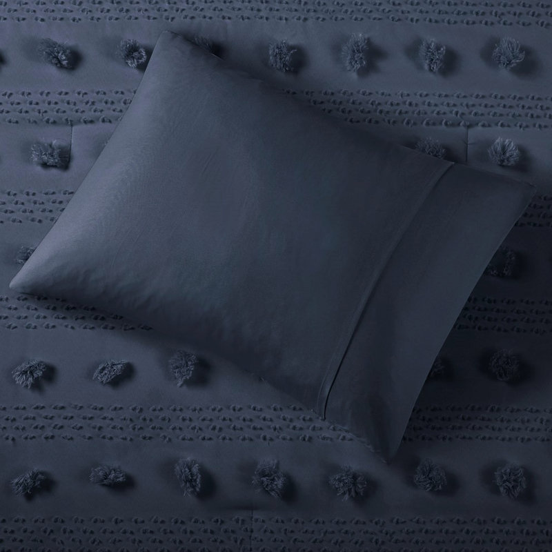 Édredon en microfibre douce, bleu marine, Édredon pour lit double et 2 pièces supplémenta, Marine