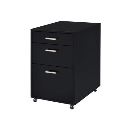 3 classeurs noirs lustrés et lustrés, H 18 po x 22 po x H 28 po, sans assemblage, 62 lb, roulettes comme avec 3 tiroirs, pour un déplacement pratique