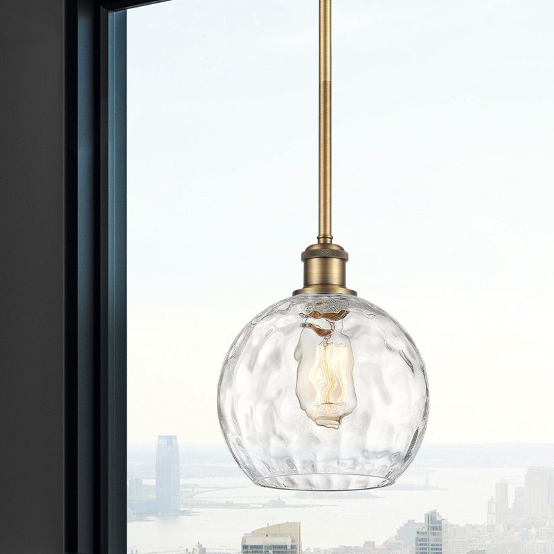Cindi 1 - Light Single Pendant, 10" H x 8" W x 8" D, Brushed Brass, No Bulb Included
