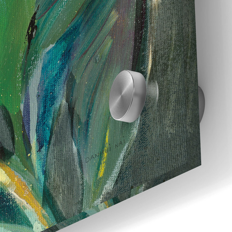 Art mural en verre épique «Deep Protea C» par Danhui Nai, H 24 po x l 24 po x P 0,2 po