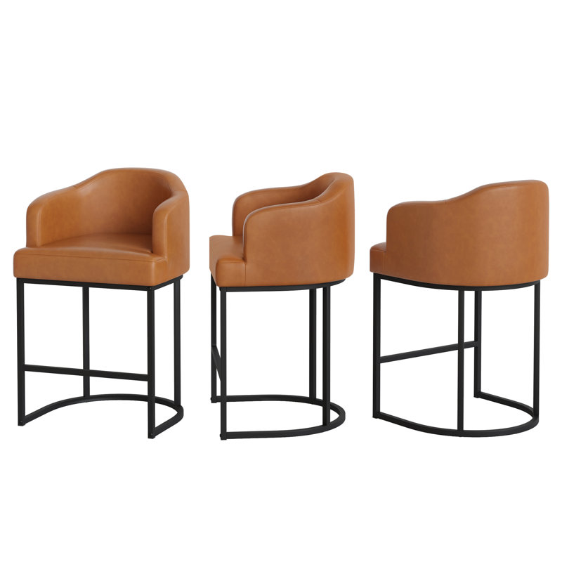 Tabouret de comptoir 27 po Camallea, Brun jaunâtre / similicuir  