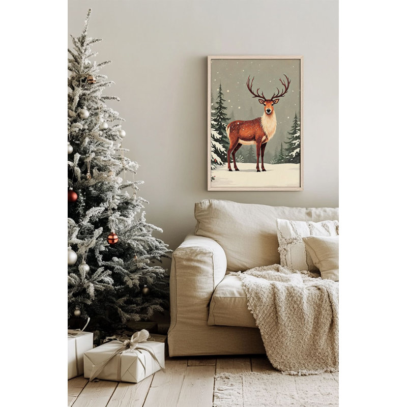 «Festive Christmas», peinture encadrée décorative de 13,0 po x 19,0 po | Cadre 100% bois massif (épaisseur: 0,8 pouce), œuvre d'art 100% MDF | Impression numérique pour des couleurs vives, décoration murale parfaite pour la maison et le bureau