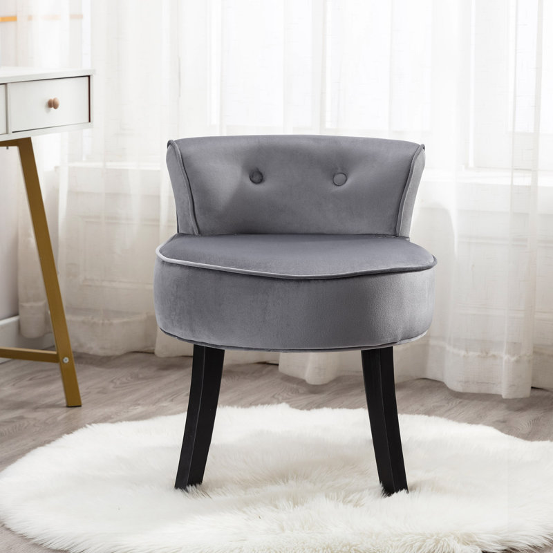Sera Solid Wood Accent Stool, Grey