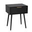 Table de chevet 18,9 po à relief noir, panneau de particules et panneau de fibres à densité moyenne, mélamine et fabrication sous vide, 1 tiroir, pieds hauts (2 pièces)-1460685375