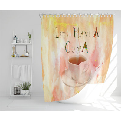 LETS HAVE A CUPPA Designer Shower Curtain