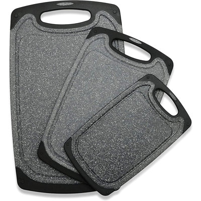 Set Of 3 Large And Small Cutting Boards – Dishwasher Safe, With Juice Grooves, Easy-Grip Handles, And Non-Slip Rubber Base