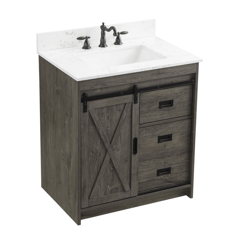 Ensemble de meuble-lavabo simple 30 po Jillian, Gris anthracite / noir mat