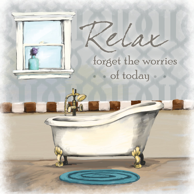 Relaxing Tub - Wrapped Canvas Painting, 91cm H x 91cm W x 3.8cm D