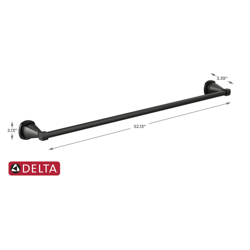 Barre à serviettes murale 32,13 po Stryke, Noir mat