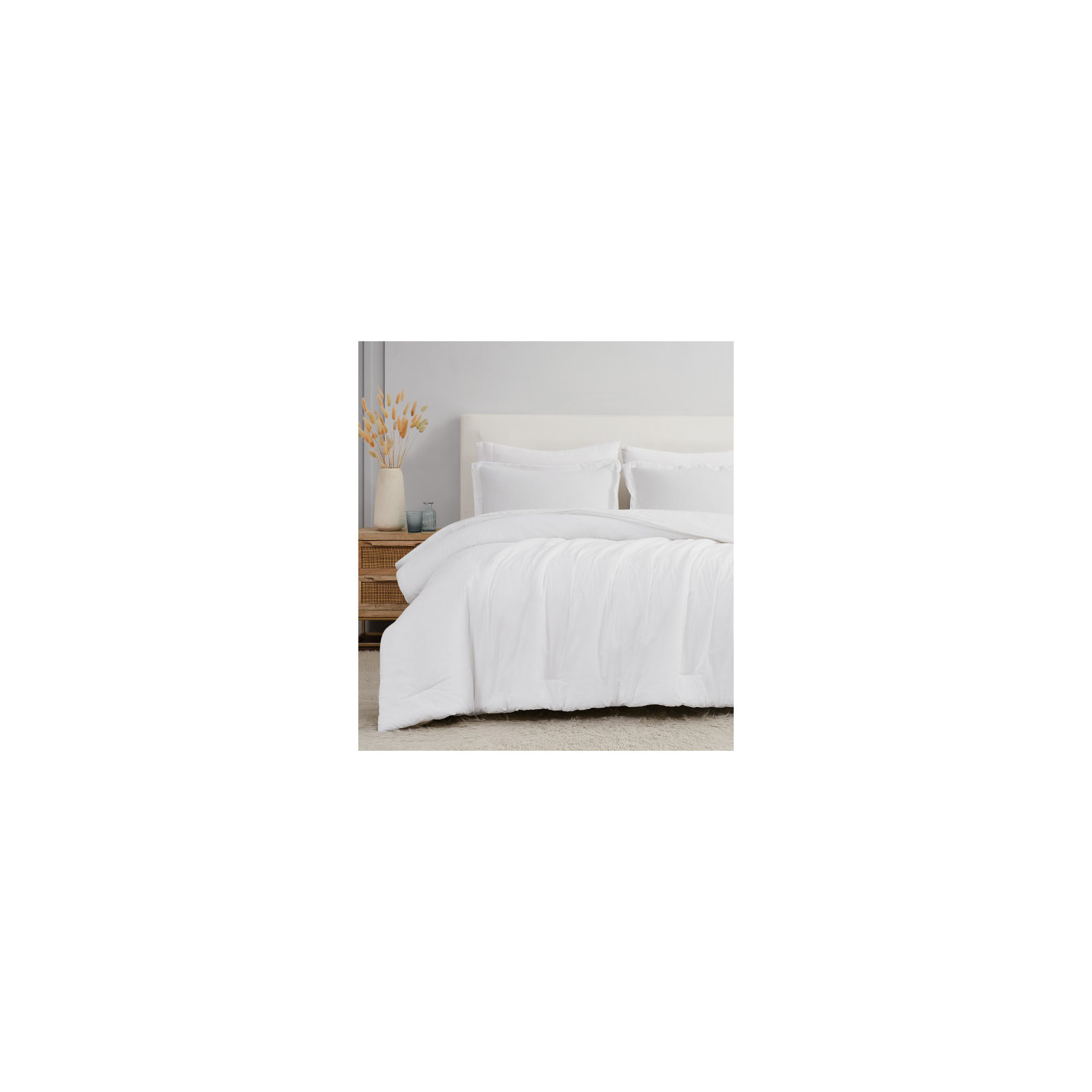 Nena Linen Bedding Set, King Comforter + 2 King Pillow Shams, White