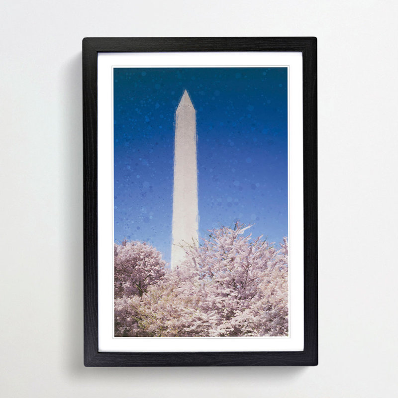 The Washington Monument - Framed Print, 91cm H x 60cm W x 2cm D, Black