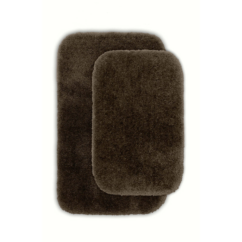 Billy-Dean Nylon 2 Piece Bath Rug Set with Non-Slip Backing, Chocolate