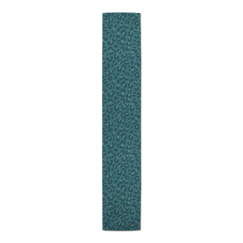 Dunihue Animal Print Cotton Blend Table Runner, Teal, 90" L x 16" W